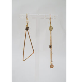 Murielle Perrotti Oorbel MP - Isa - Driehoek & Ketting - Goud Goud - Asym
