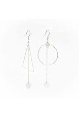 Murielle Perrotti Oorbel MP - Cloe -  Creool, Driehoek & Ketting - Zilver - Asym