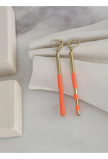 Judith Benita Oorbel Savoy - Tangerine - L 5cm - Messing Verguld 24K
