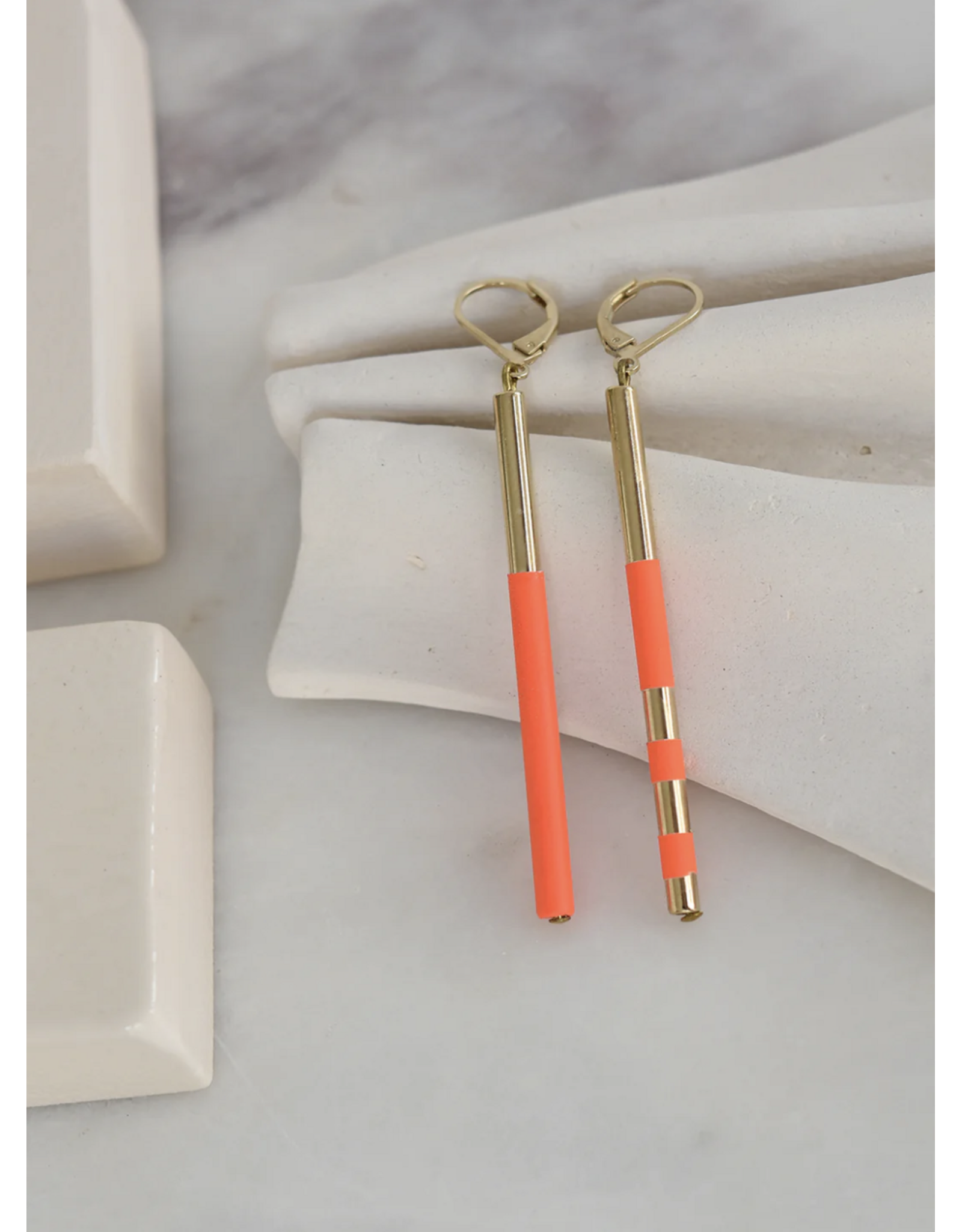 Judith Benita Oorbel Savoy - Tangerine - L 5cm - Messing Verguld 24K