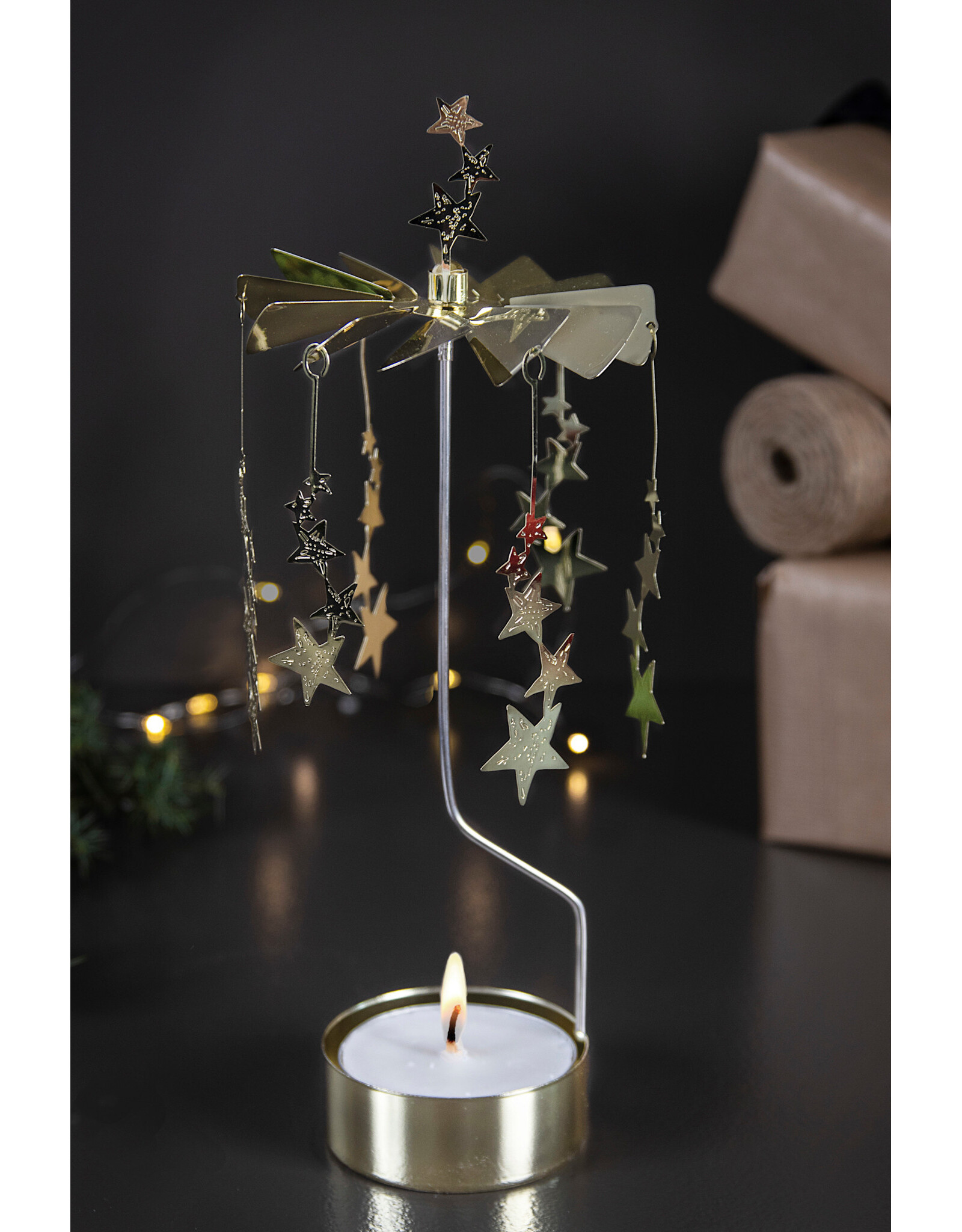 Pluto Theelicht Molentje - Nightsky, Goud - Ø 6,5 x 16cm