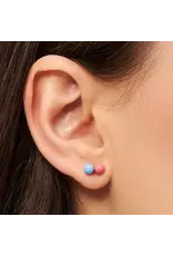 Lulu Copenhagen Oorbel Stud - Double Color Ball, Light blue/ Coral Pink - Single
