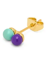 Lulu Copenhagen Oorbel Stud - Double Color Ball, Purple/ Mint - Single