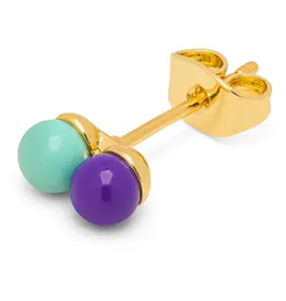 Lulu Copenhagen Oorbel Stud - Double Color Ball, Purple/ Mint - Single