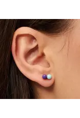 Lulu Copenhagen Oorbel Stud - Double Color Ball, Purple/ Mint - Single