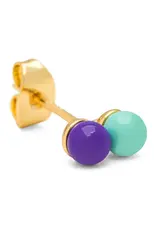 Lulu Copenhagen Oorbel Stud - Double Color Ball, Purple/ Mint - Single