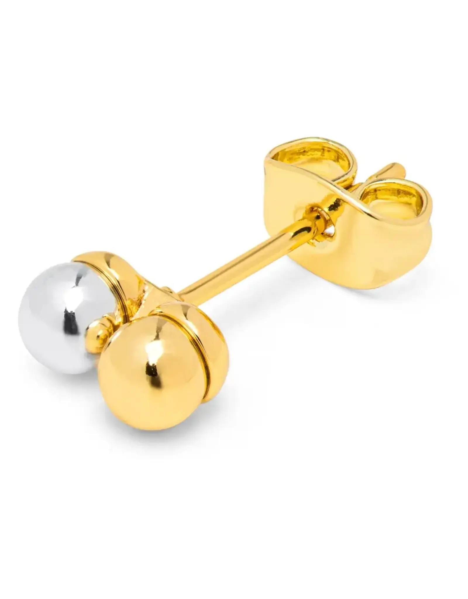 Lulu Copenhagen Oorbel Stud - Double Color Ball, Goud/Zilver - Single