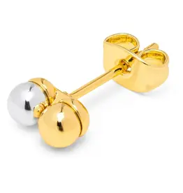 Lulu Copenhagen Oorbel Stud - Double Color Ball, Goud/Zilver - Single