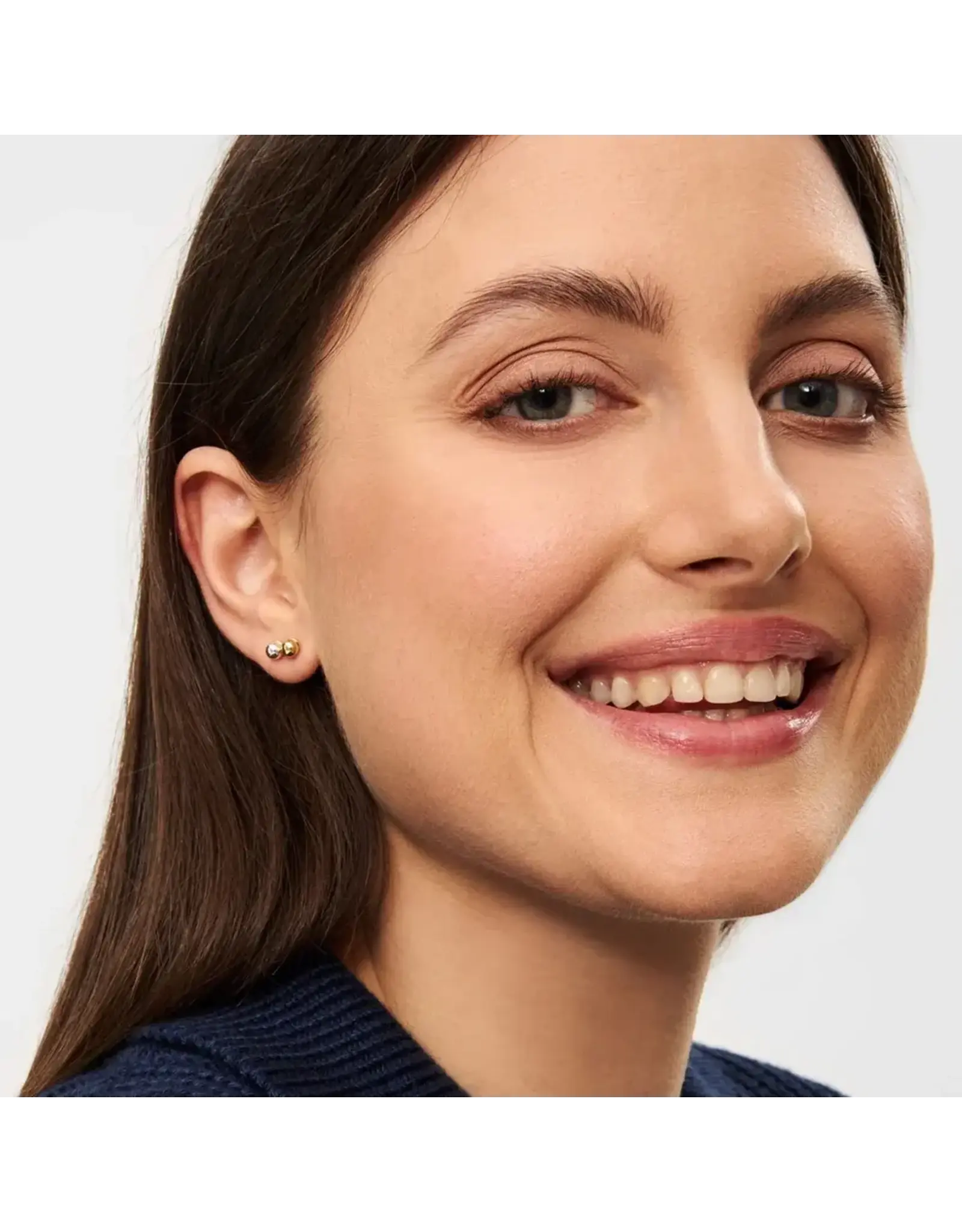 Lulu Copenhagen Oorbel Stud - Double Color Ball, Goud/Zilver - Single