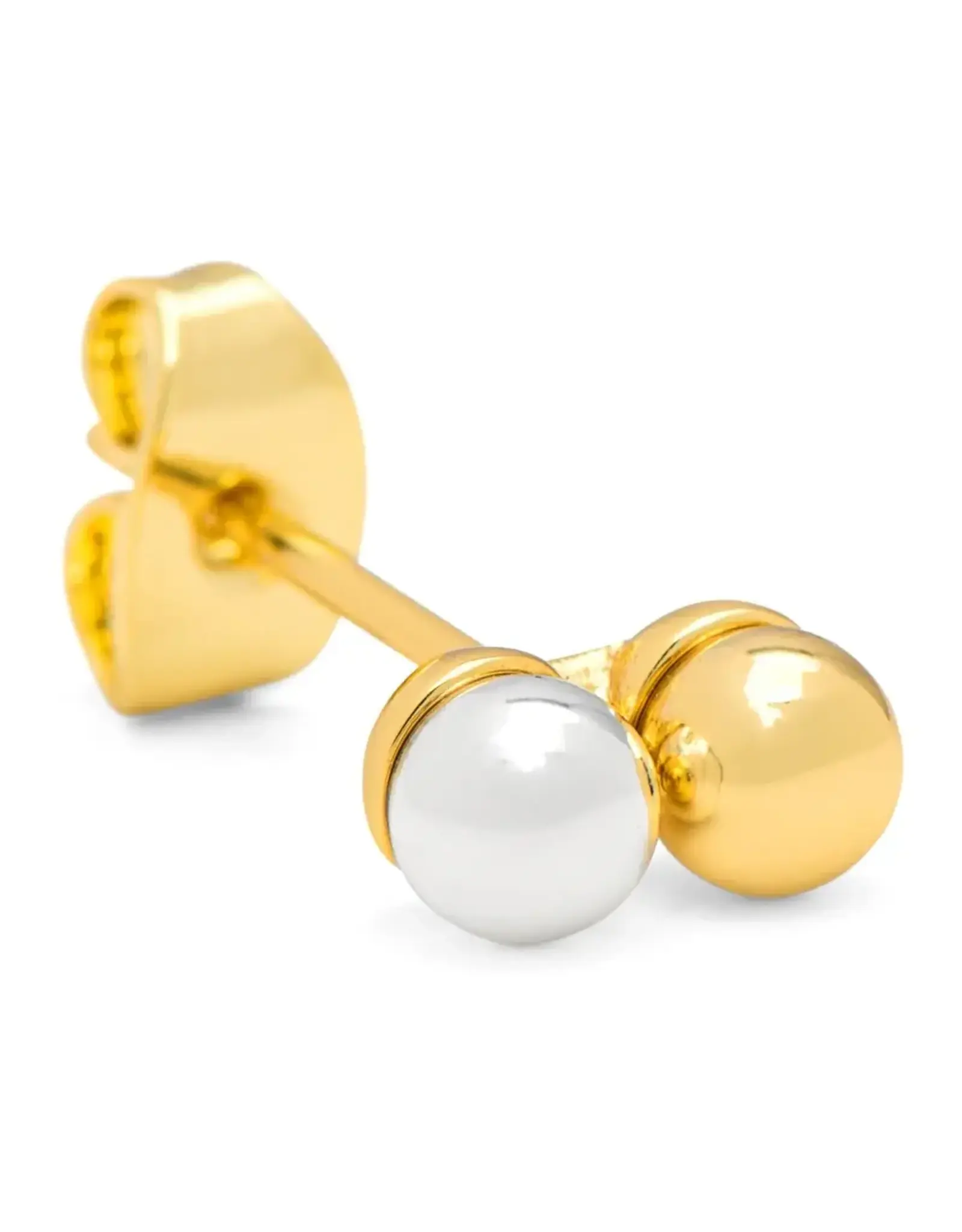 Lulu Copenhagen Oorbel Stud - Double Color Ball, Goud/Zilver - Single
