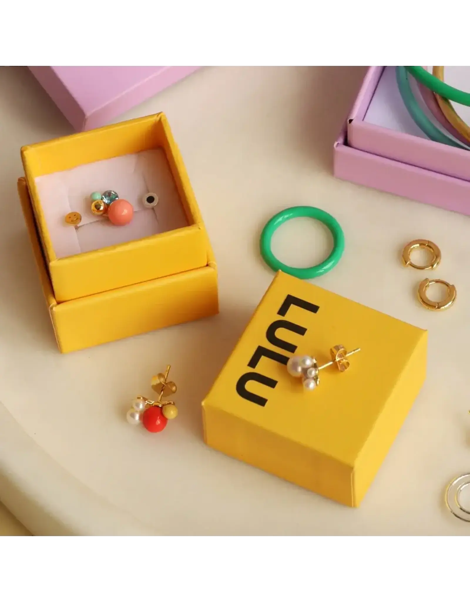 Lulu Copenhagen Oorbel Stud - Bouquet Red - Goud - Single