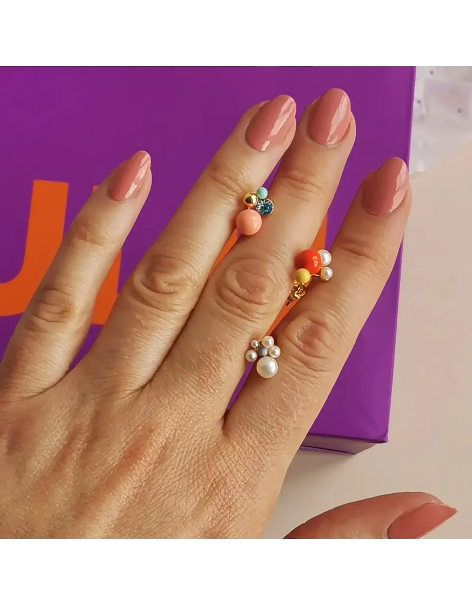 Lulu Copenhagen Oorbel Stud - Bouquet Red - Goud - Single