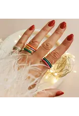 Lulu Copenhagen Double Color Ring - Light Green/ Burnt Coral