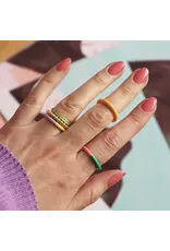 Lulu Copenhagen Double Color Ring - Light Green/ Burnt Coral