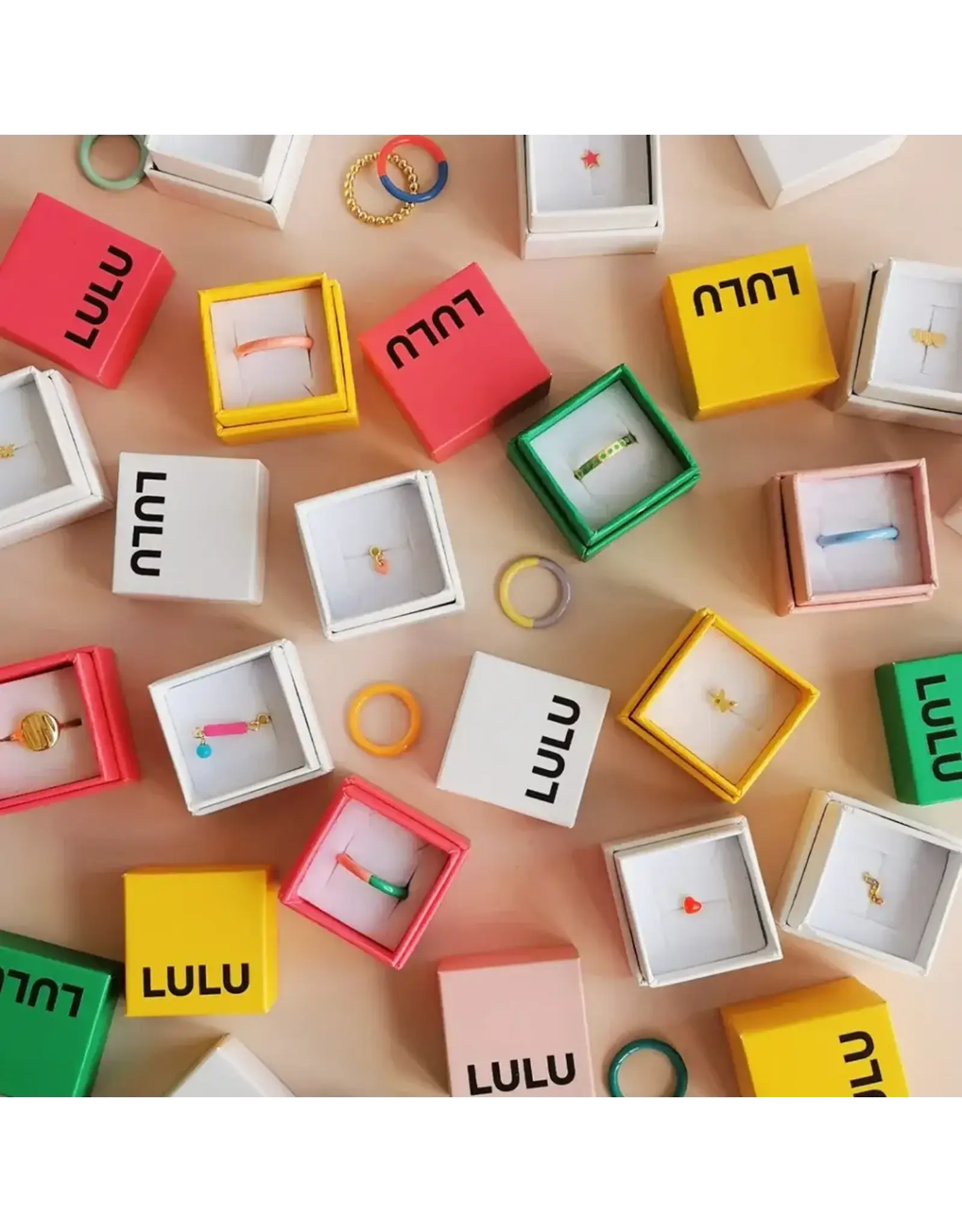 Lulu Copenhagen Double Color Ring - Light Green/ Burnt Coral