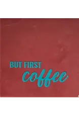 Yett Tegeltje - But first coffee, Roze/Turquoise - 10x10