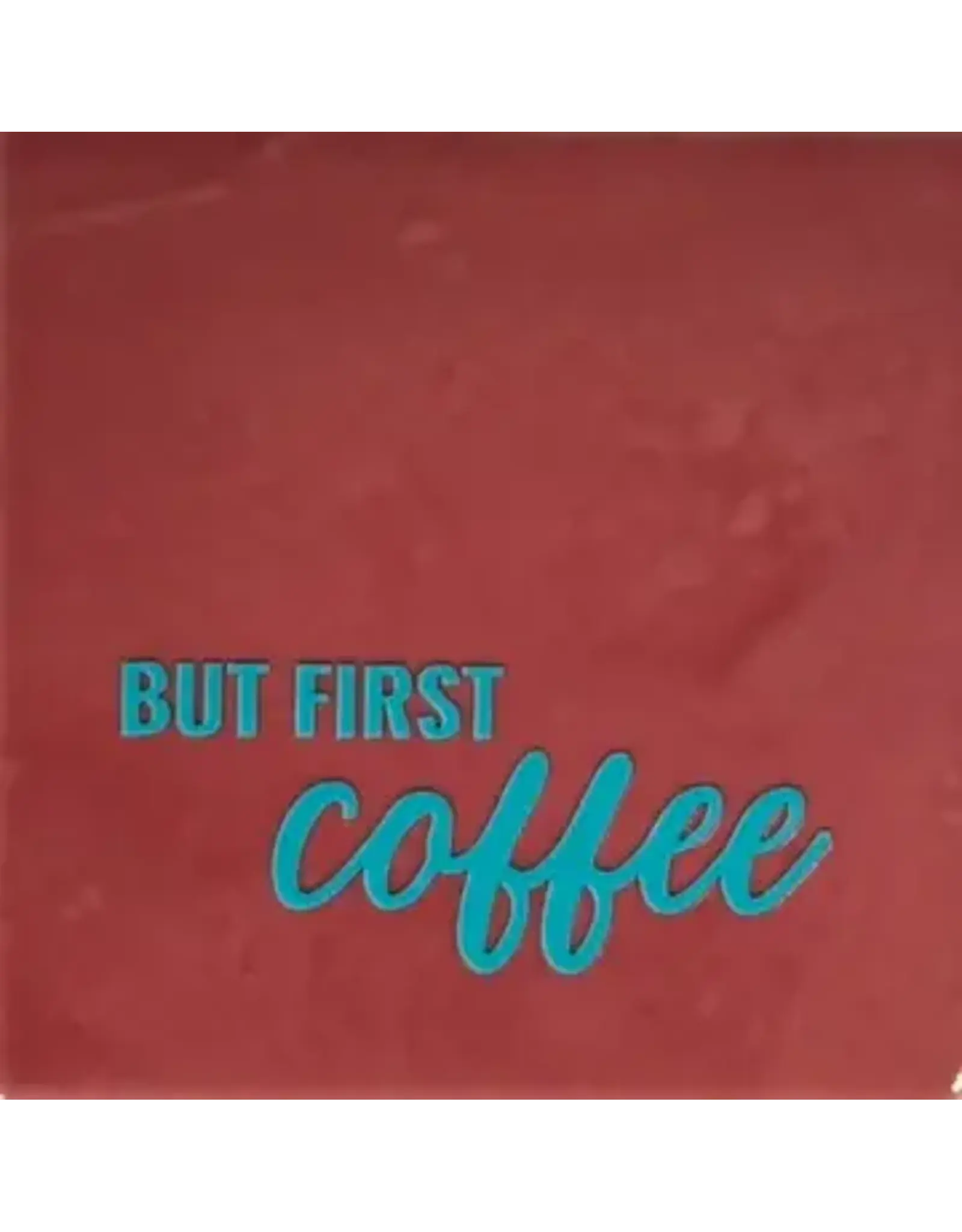 Yett Tegeltje - But first coffee, Roze/Turquoise - 10x10