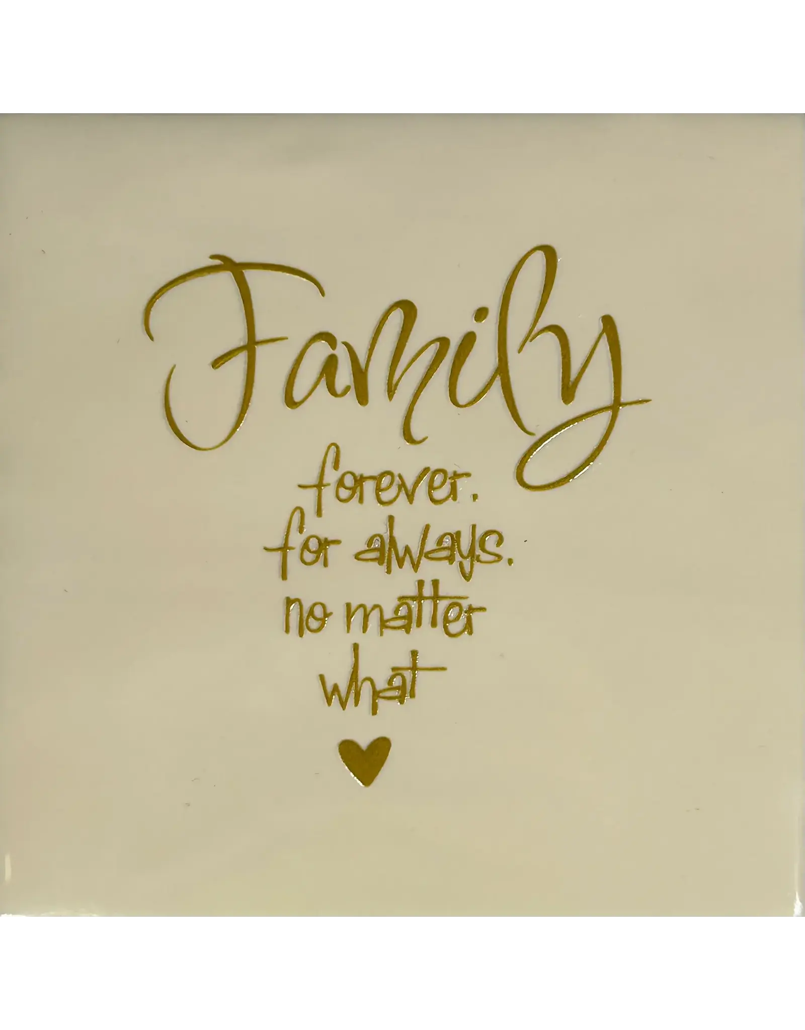 Yett Tegeltje - Family forever (fijn), Creme/Goud - 10x10