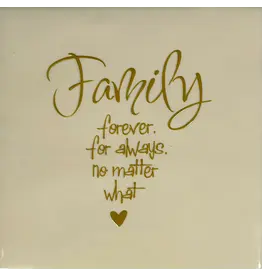 Yett Tegeltje - Family forever (fijn), Creme/Goud - 10x10