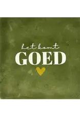 Yett Tegeltje - Het komt goed, Olijf/Crème - 10x10