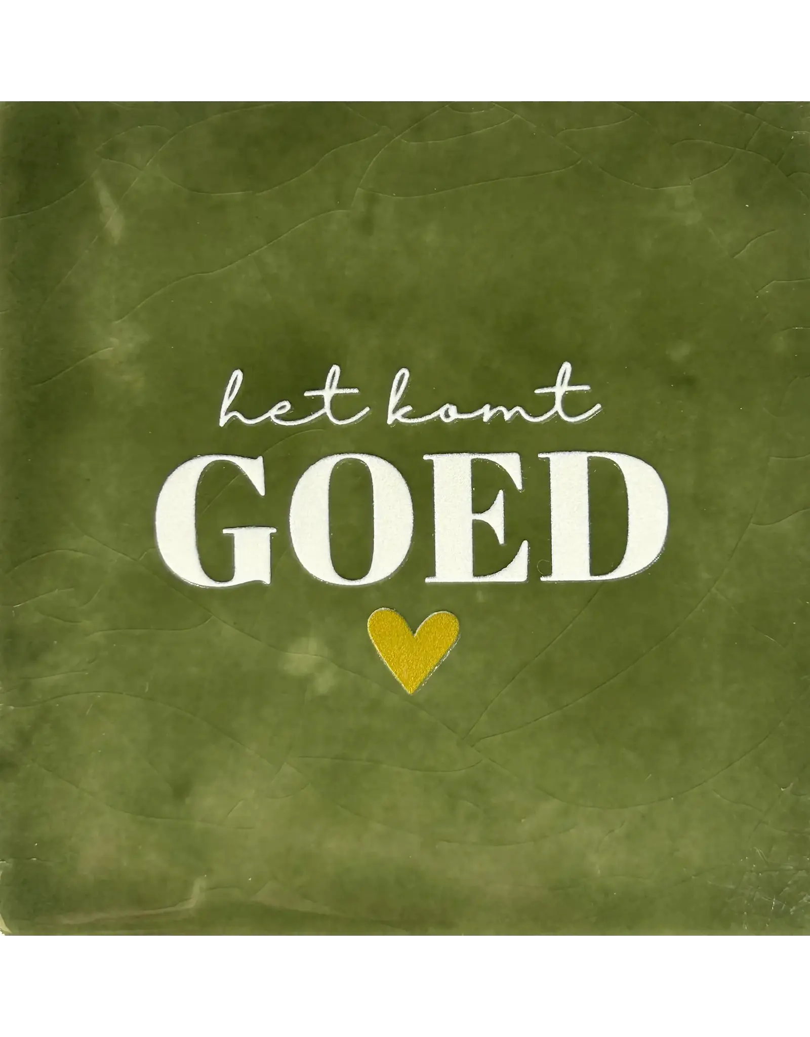Yett Tegeltje - Het komt goed, Olijf/Crème - 10x10
