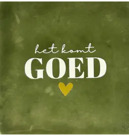 Yett Tegeltje - Het komt goed, Olijf/Crème - 10x10