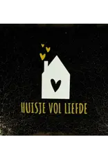 Yett Tegeltje - Huisje vol liefde, Goud/Creme - 10x10
