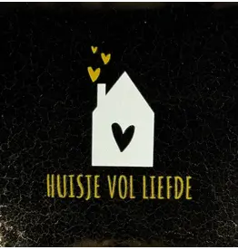 Yett Tegeltje - Huisje vol liefde, Goud/Creme - 10x10