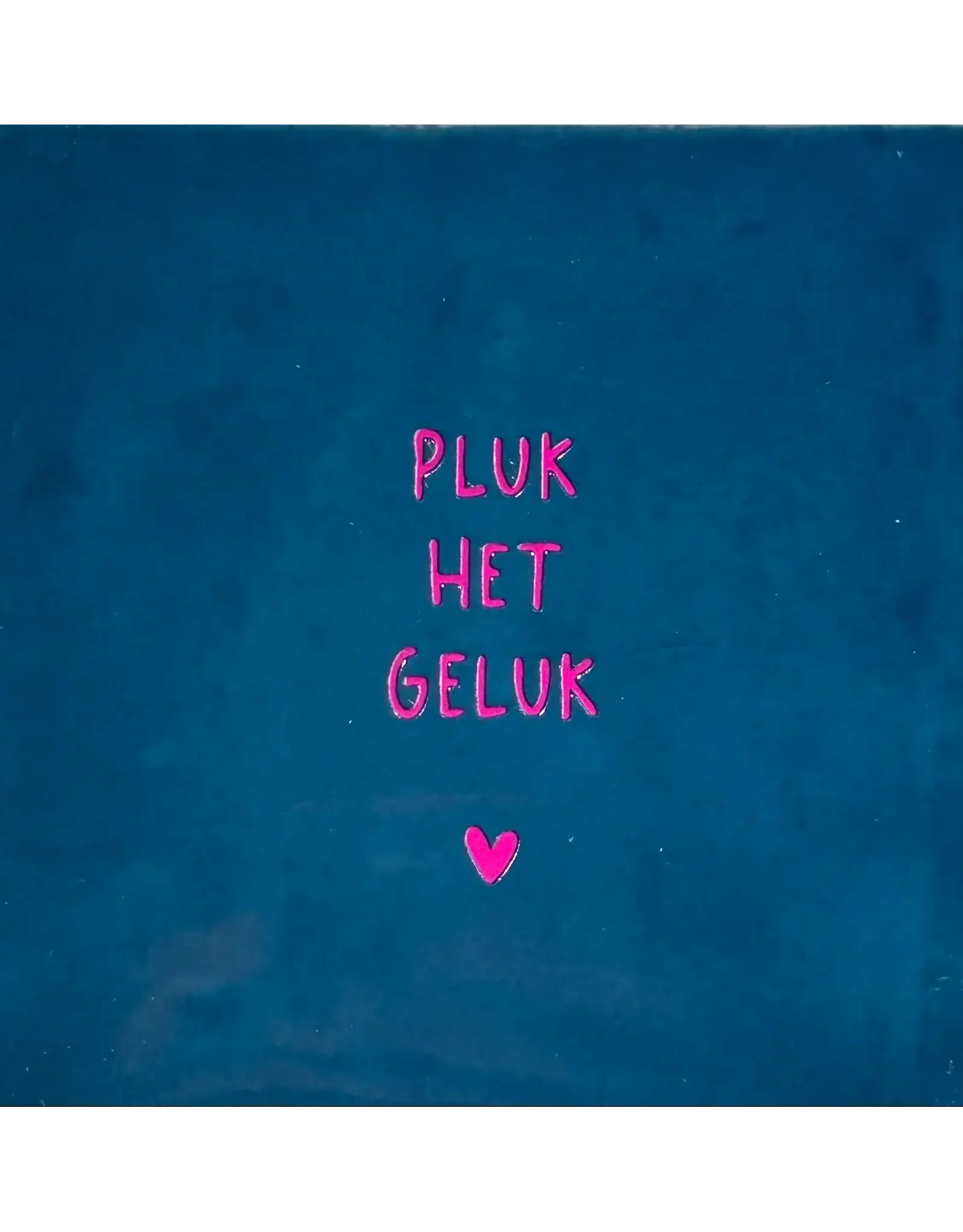 Yett Tegeltje - Pluk het geluk, Donkerblauw/Roze - 10x10
