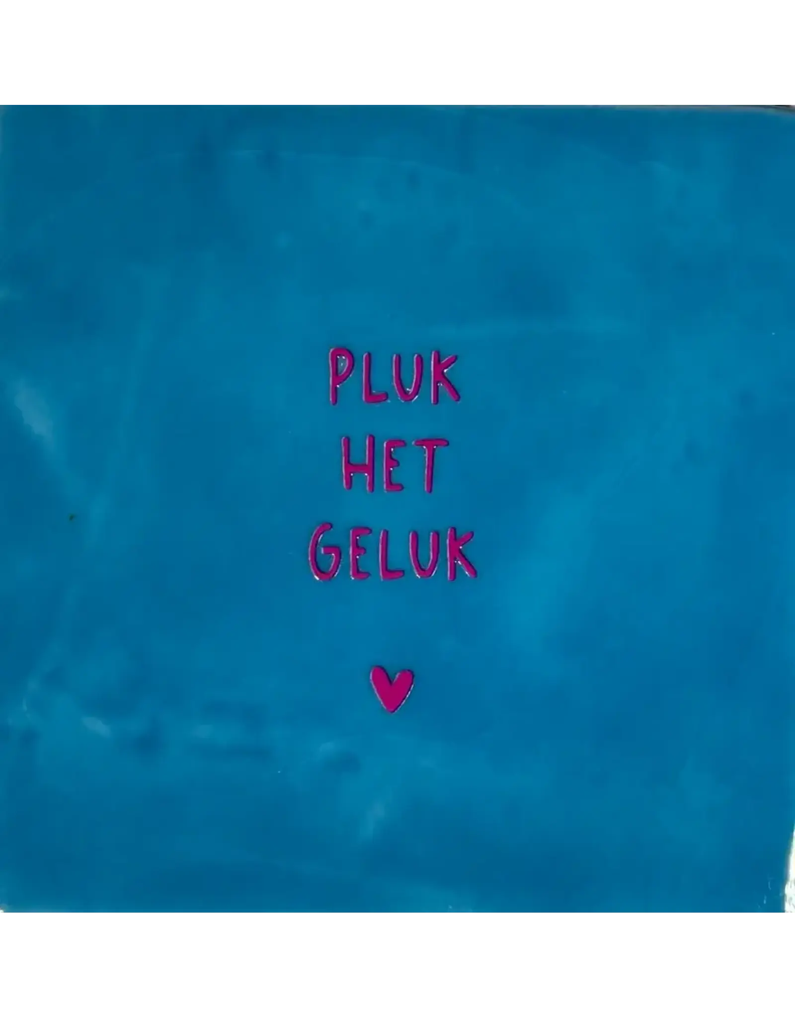 Yett Tegeltje - Pluk het geluk, Lichtblauw/Roze - 10x10