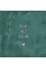 Yett Tegeltje - Pluk het geluk, Zeegroen/Babyroze - 10x10