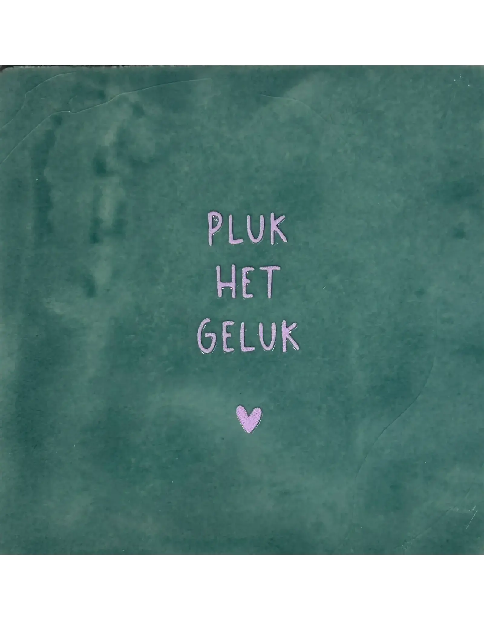 Yett Tegeltje - Pluk het geluk, Zeegroen/Babyroze - 10x10