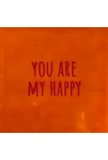 Yett Tegeltje - You are my happy, Oranje/Fuchsia - 10x10