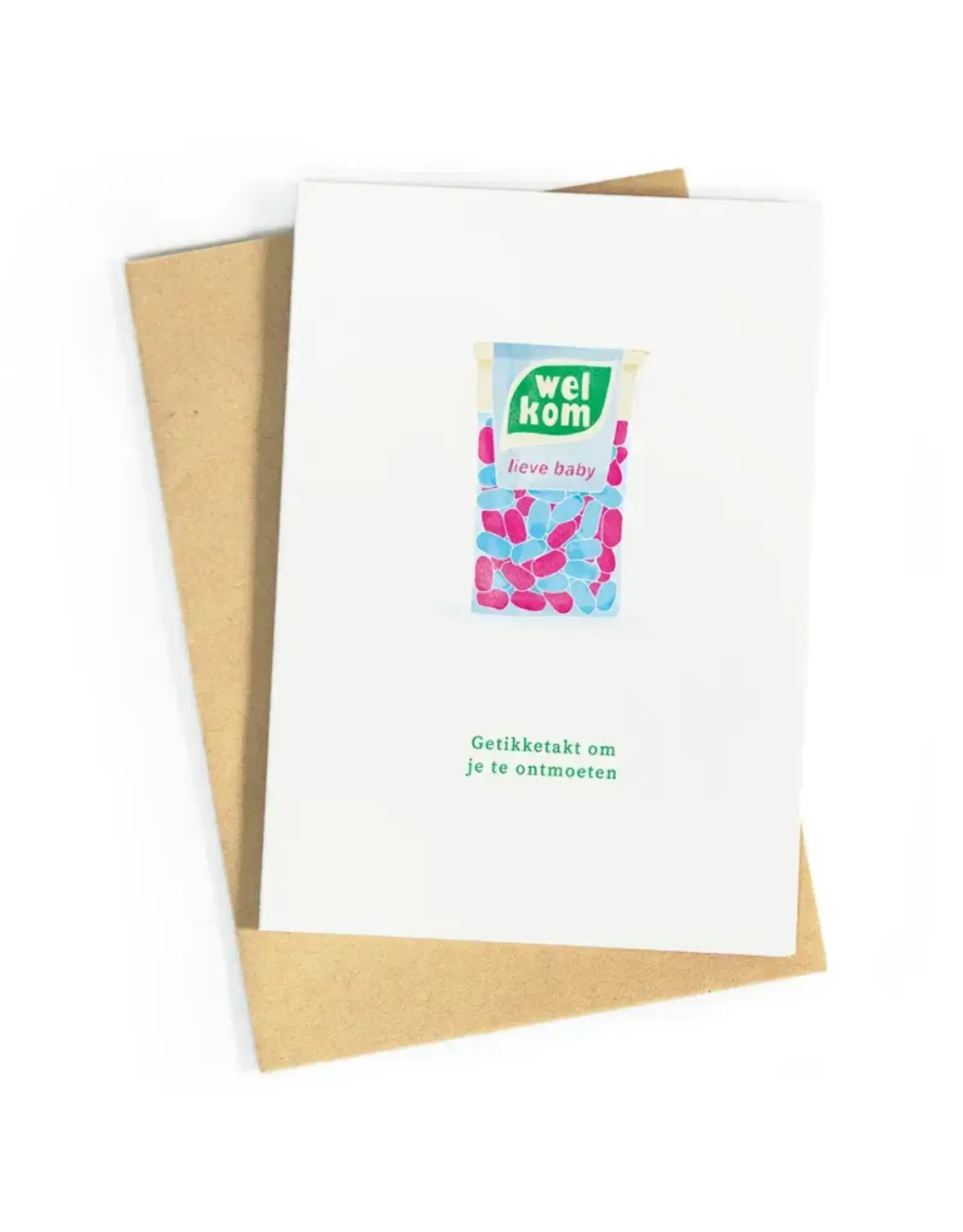 Studio Zwoane Wenskaart - Getikketakt om je te ontmoeten - Dubbele kaart + Envelop