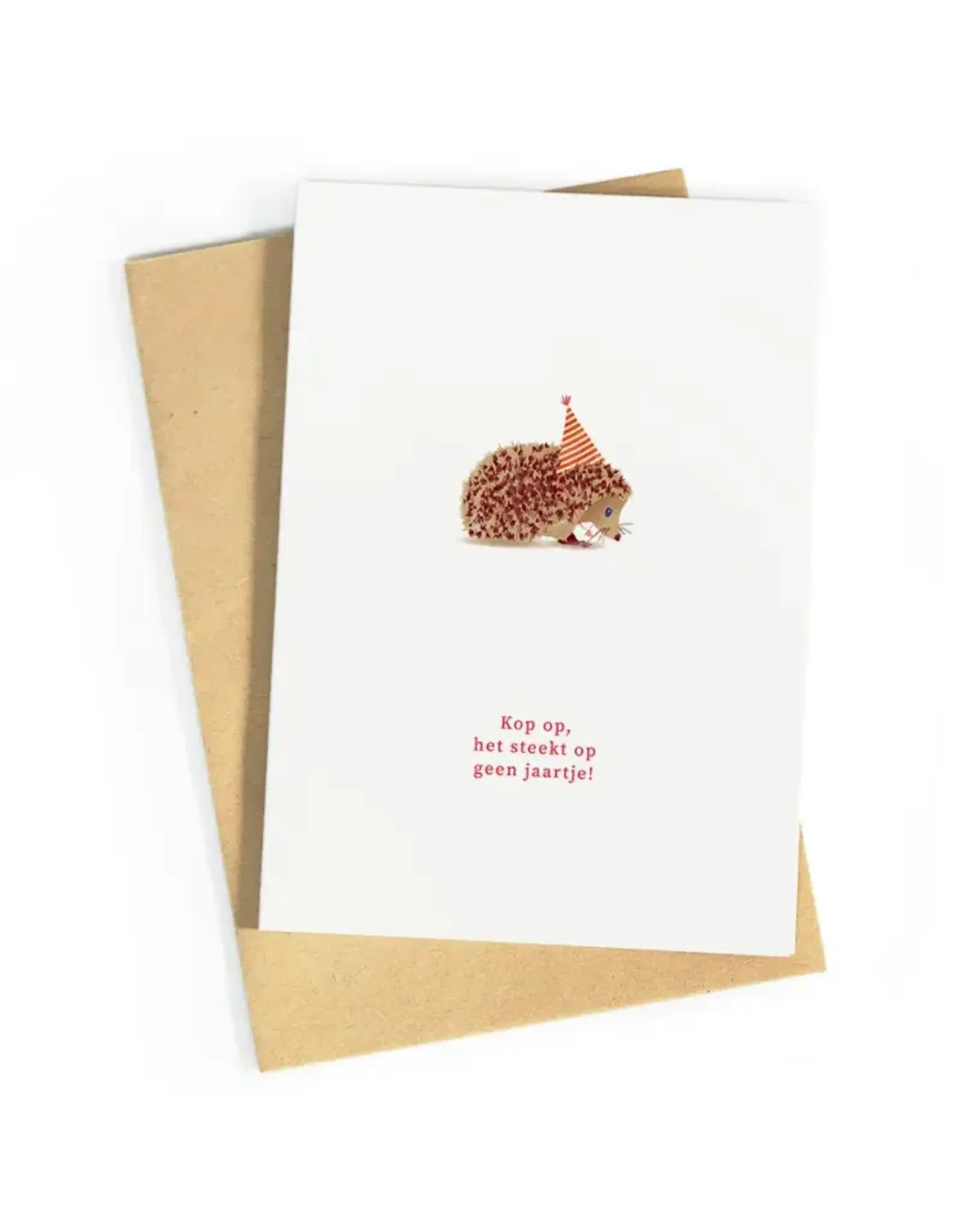 Studio Zwoane Wenskaart - Kop op, het steekt op geen jaartje - Dubbele kaart + Envelop