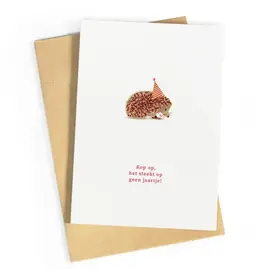 Studio Zwoane Wenskaart - Kop op, het steekt op geen jaartje - Dubbele kaart + Envelop