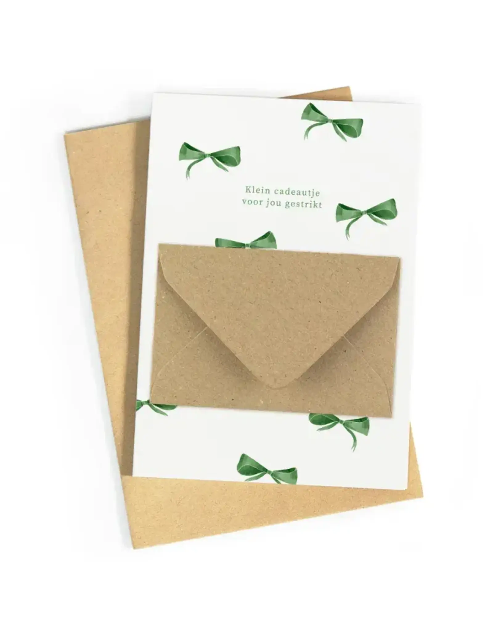 Studio Zwoane Wenskaart - Klein cadeautje gestrikt - Dubbele kaart + Envelop