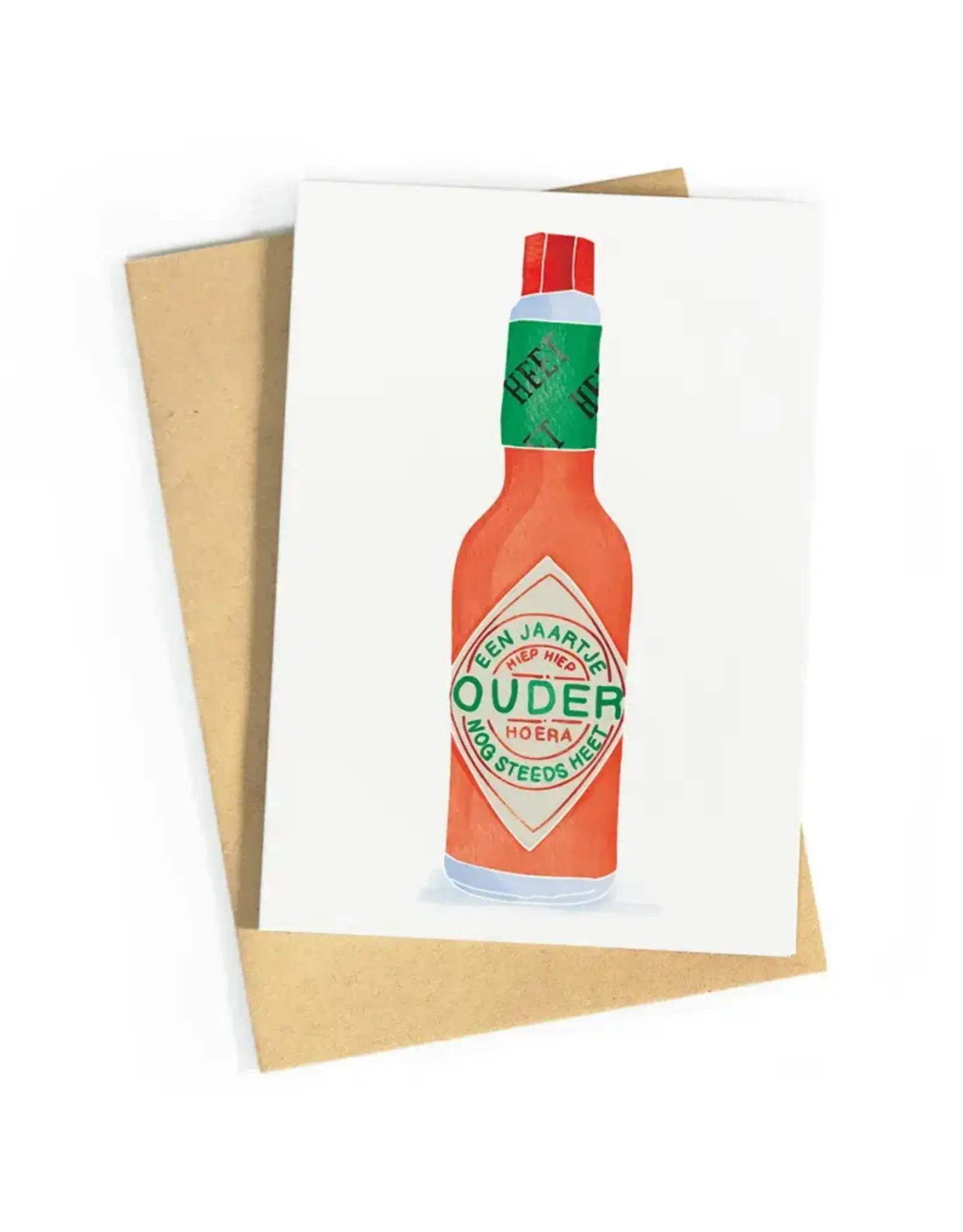 Studio Zwoane Wenskaart - Een jaartje ouder nog steeds heet - Dubbele kaart + Envelop