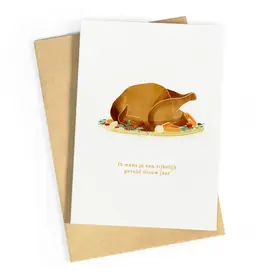 Studio Zwoane Wenskaart - Ik wens je een rijkelijk gevuld nieuw jaar - Dubbele kaart + Envelop