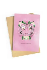 Studio Zwoane Wenskaart - Kerst - Kersttijger - Dubbele kaart + Envelop