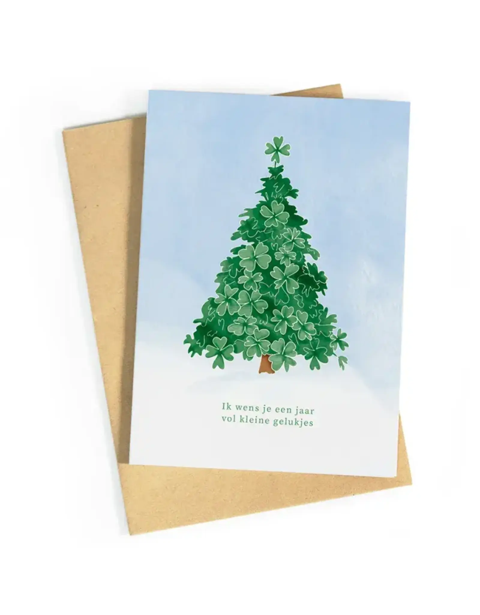 Studio Zwoane Wenskaart - Kerstboom kleine gelukjes - Dubbele kaart + Envelop