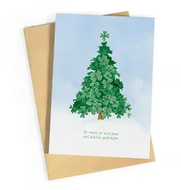Studio Zwoane Wenskaart - Kerst - Kerstboom kleine gelukjes - Dubbele kaart + Envelop