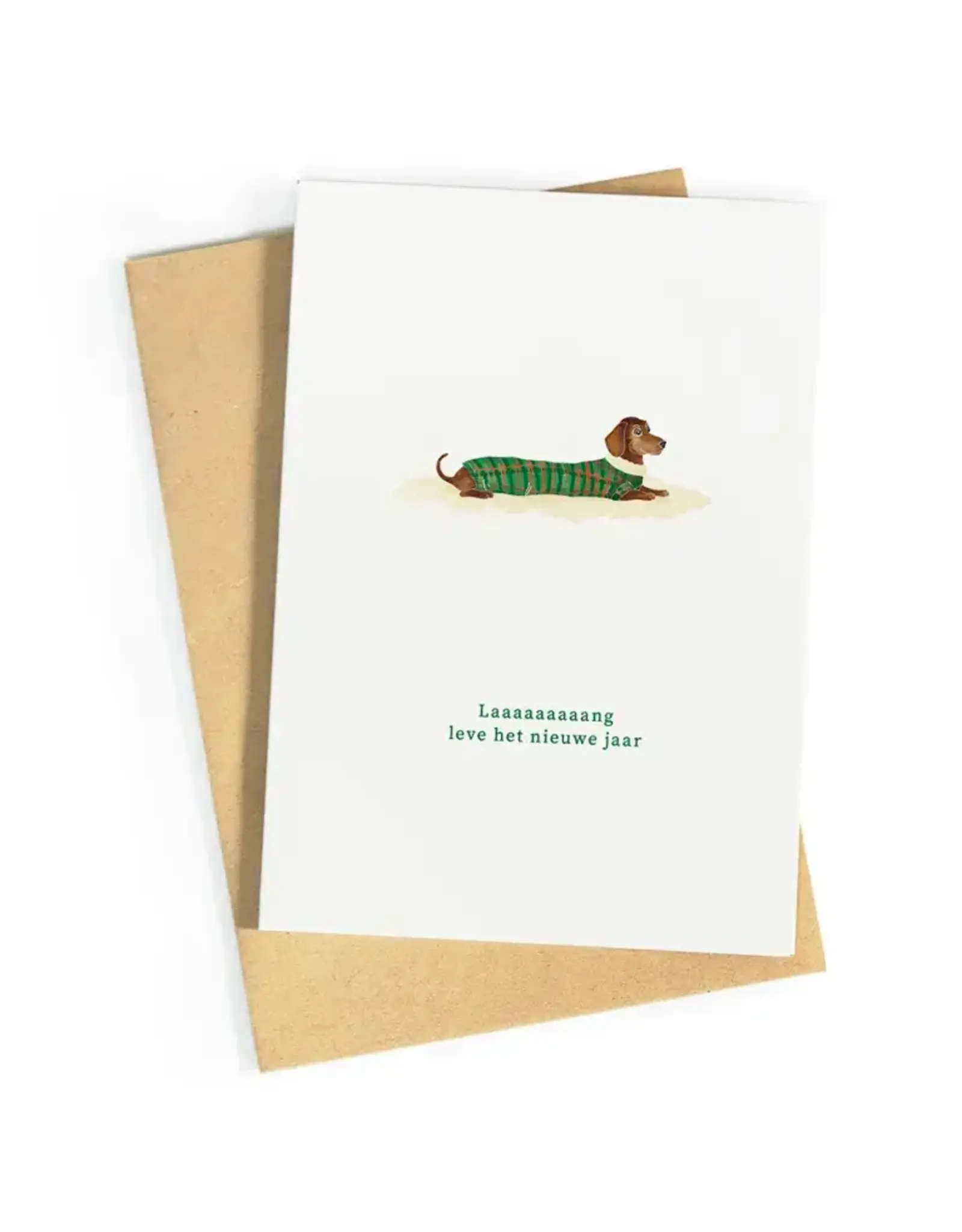 Studio Zwoane Wenskaart - Laaaaaaang leve het nieuwe jaar - Dubbele kaart + Envelop
