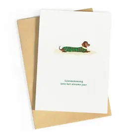 Studio Zwoane Wenskaart - Kerst - Laaaaaaang leve het nieuwe jaar - Dubbele kaart + Envelop