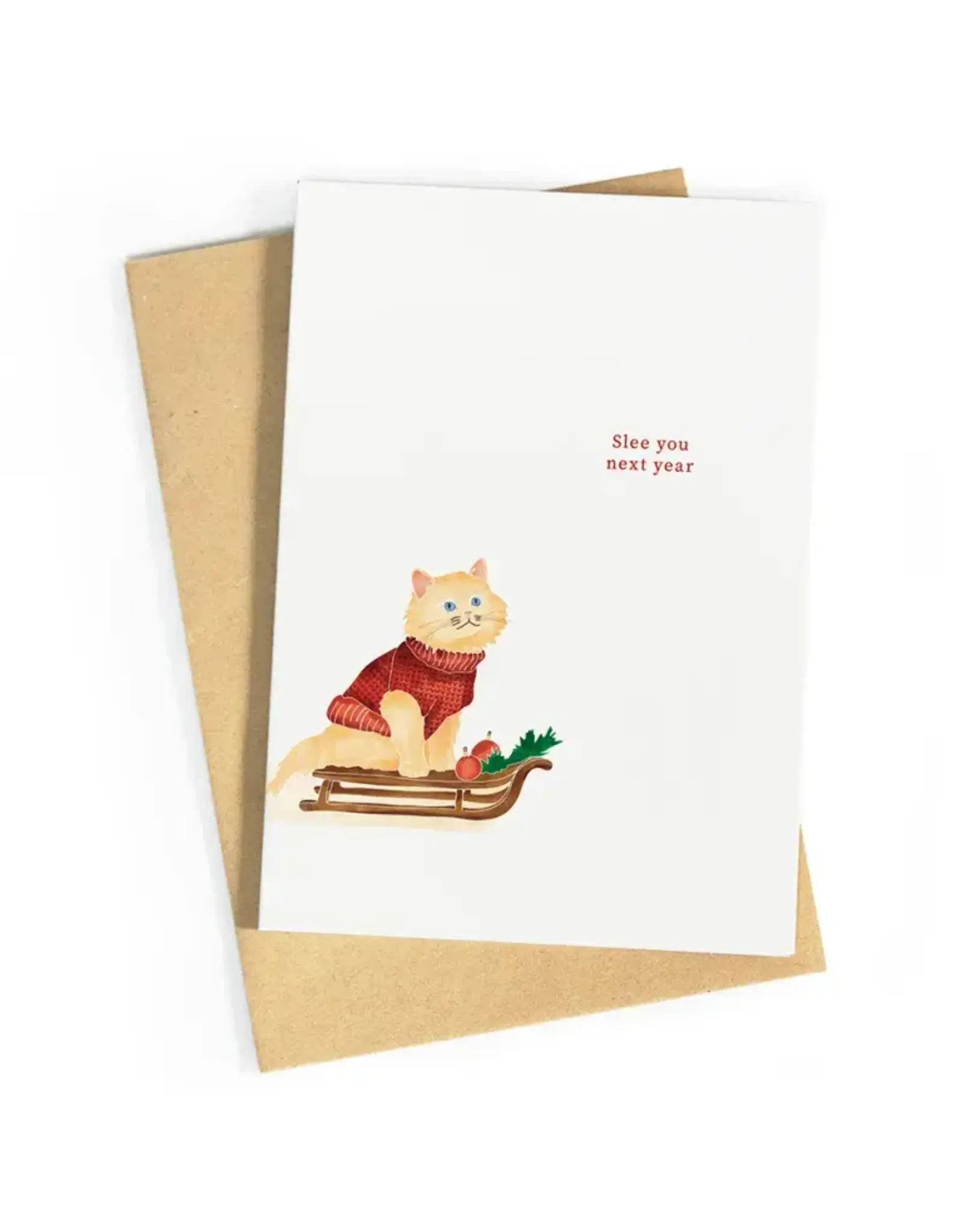 Studio Zwoane Wenskaart - Slee you next year - Dubbele kaart + Envelop