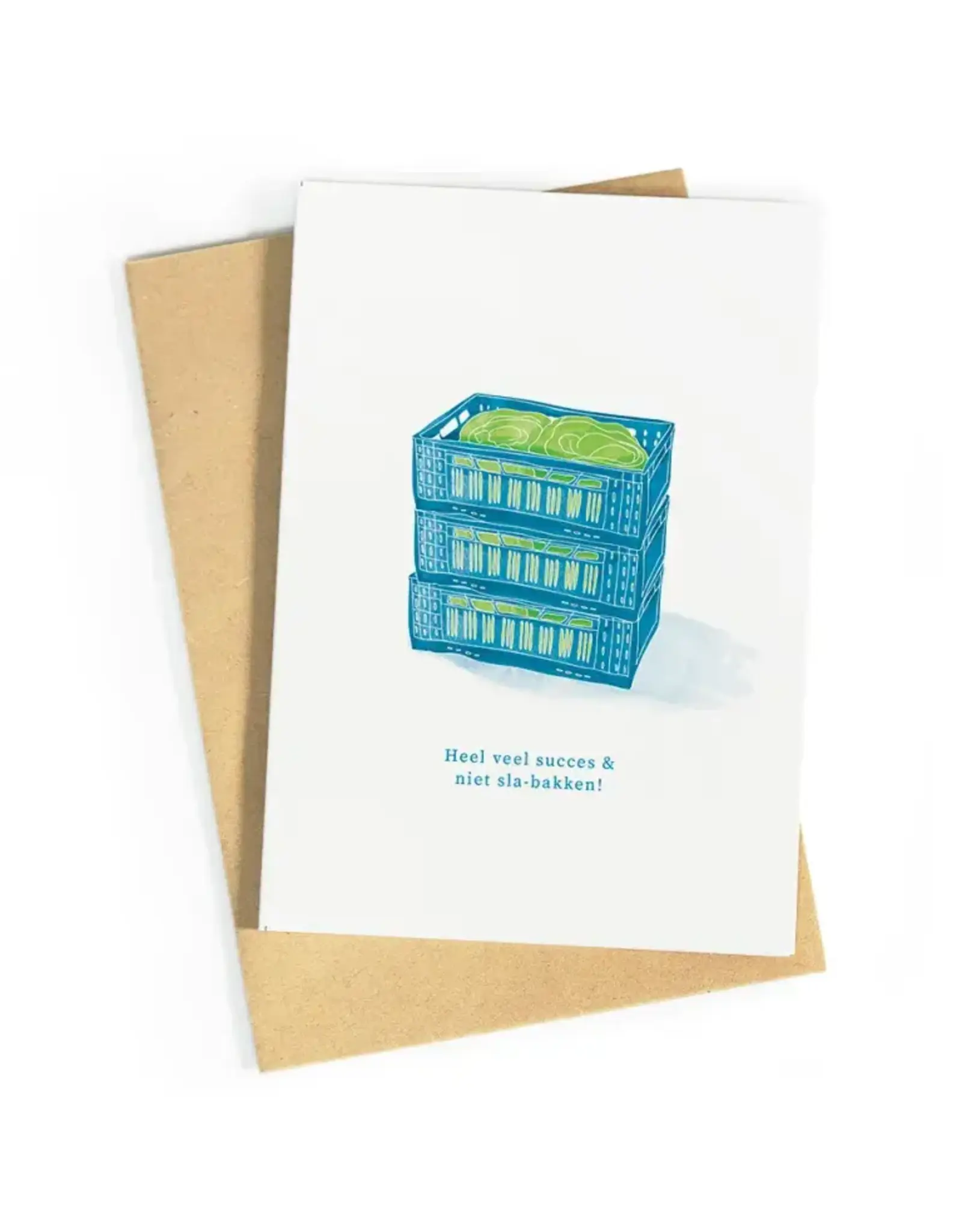 Studio Zwoane Wenskaart - Slabakken, Heel veel succes! - Dubbele kaart + Envelop