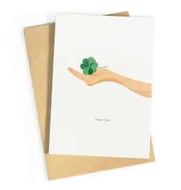 Studio Zwoane Wenskaart - Klavertje 4 hand - Dubbele kaart + Envelop