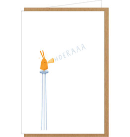 Klein liefs Wenskaart - Konijntje Hoeraaaa - Dubbele kaart + Envelop