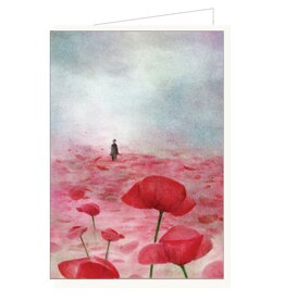 Lieve Claesen Wenskaart - Klaprozen - Dubbele kaart + Envelop