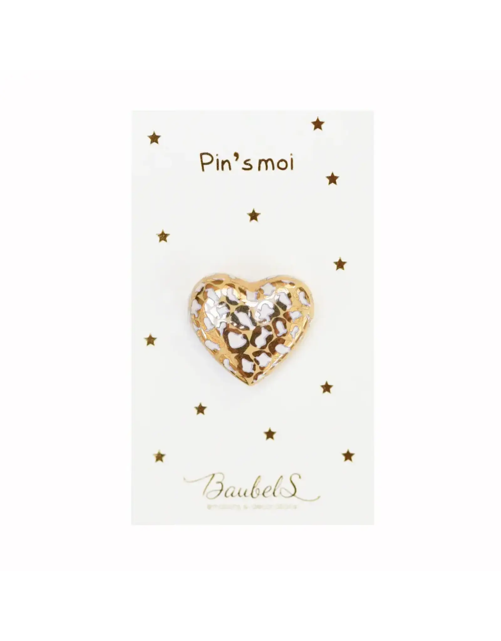 Baubels Pin - Hartje Wit/Goud